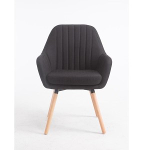 Silla de Confidente SERENA, Patas de Roble Claras, en Tela Negra