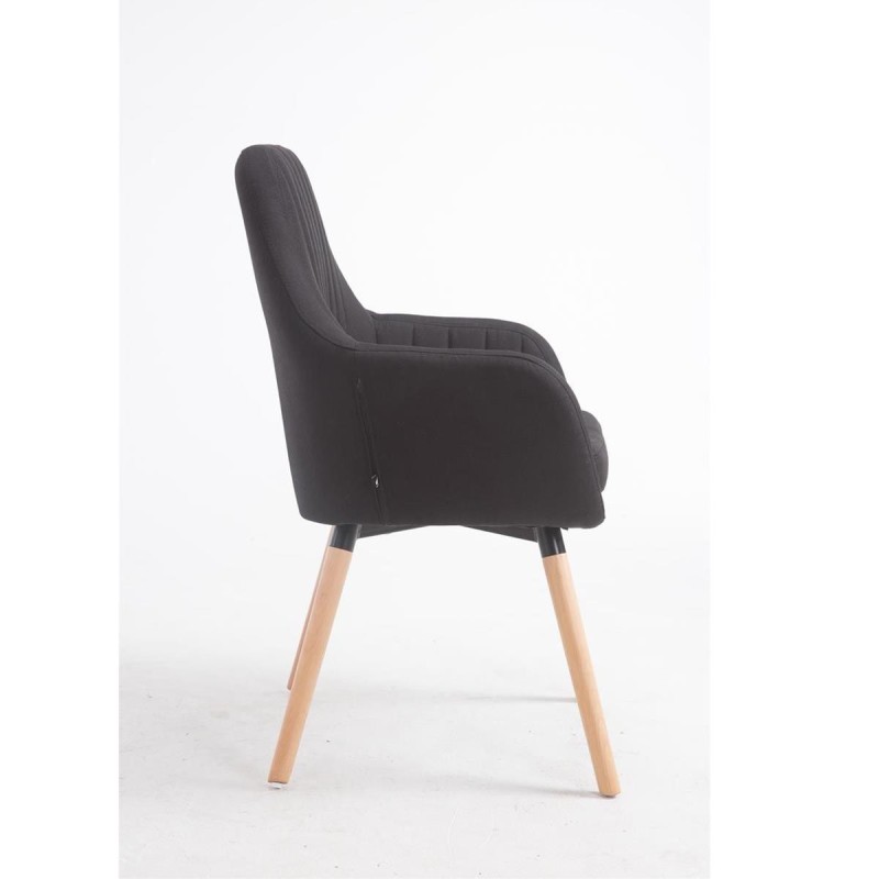 Silla de Confidente SERENA, Patas de Roble Claras, en Tela Negra