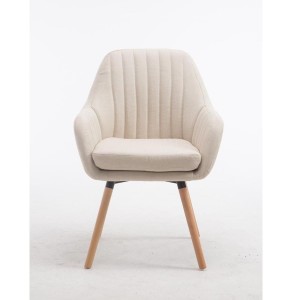 Silla de Confidente SERENA, Patas de Roble Claras, en Tela Negra