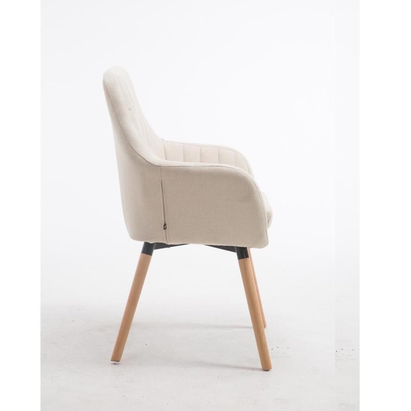 Silla de Confidente SERENA, Patas de Roble Claras, en Tela Negra