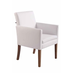 Silla de Confidente NOAH, Patas Claras, en Piel Blanca
