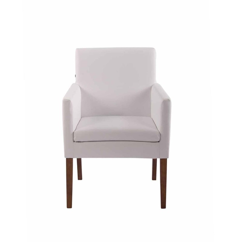 Silla de Confidente NOAH, Patas Claras, en Piel Blanca