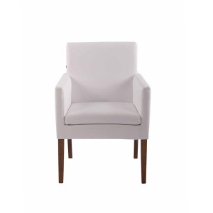 Silla de Confidente NOAH, Patas Claras, en Piel Blanca