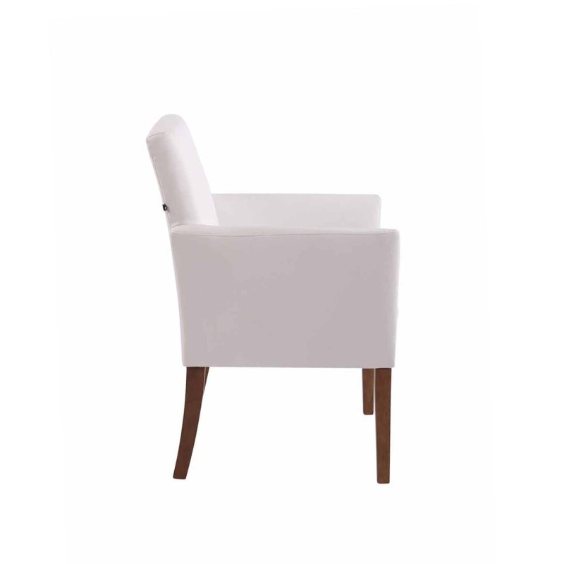 Silla de Confidente NOAH, Patas Claras, en Piel Blanca