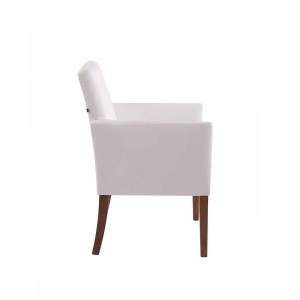 Silla de Confidente NOAH, Patas Claras, en Piel Blanca