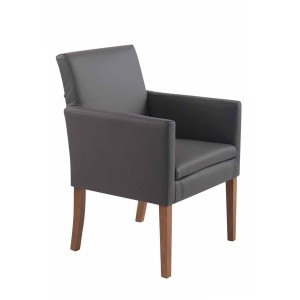 Silla de Confidente NOAH, Patas Claras, en Piel Blanca