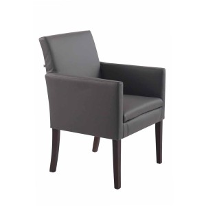 Silla de Confidente NOAH, Patas Oscuras, en Piel Blanca