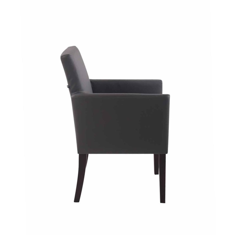 Silla de Confidente NOAH, Patas Oscuras, en Piel Blanca