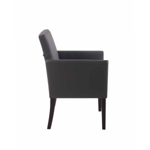 Silla de Confidente NOAH, Patas Oscuras, en Piel Blanca