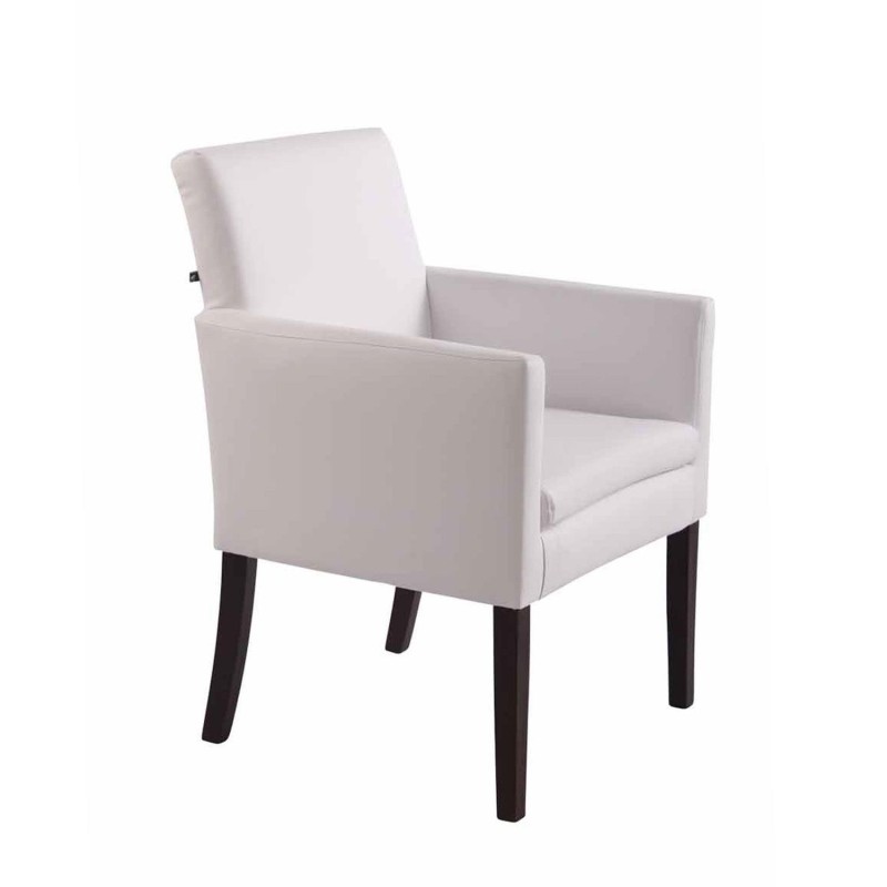 Silla de Confidente NOAH, Patas Oscuras, en Piel Blanca