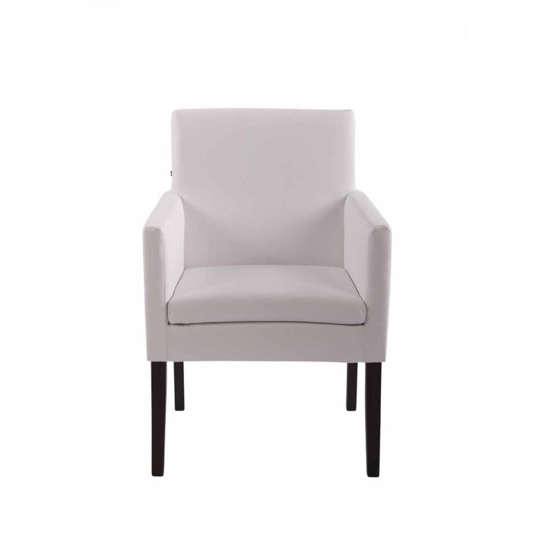 Silla de Confidente NOAH, Patas Oscuras, en Piel Blanca