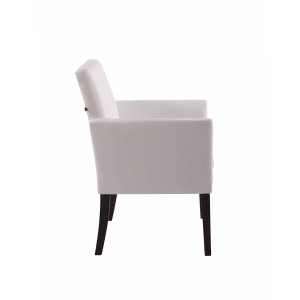 Silla de Confidente NOAH, Patas Oscuras, en Piel Blanca