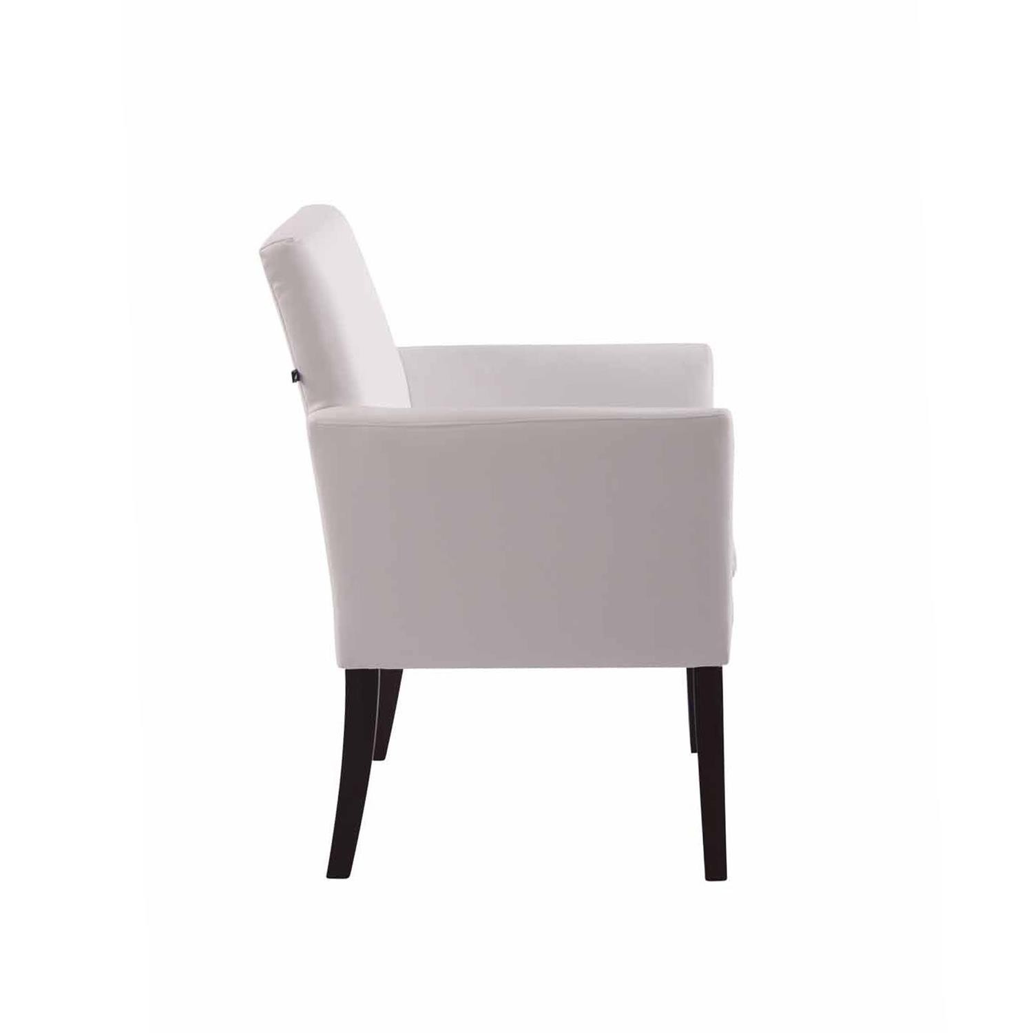 Silla de Confidente NOAH, Diseño Moderno, Patas Oscuras, en Piel Blanca