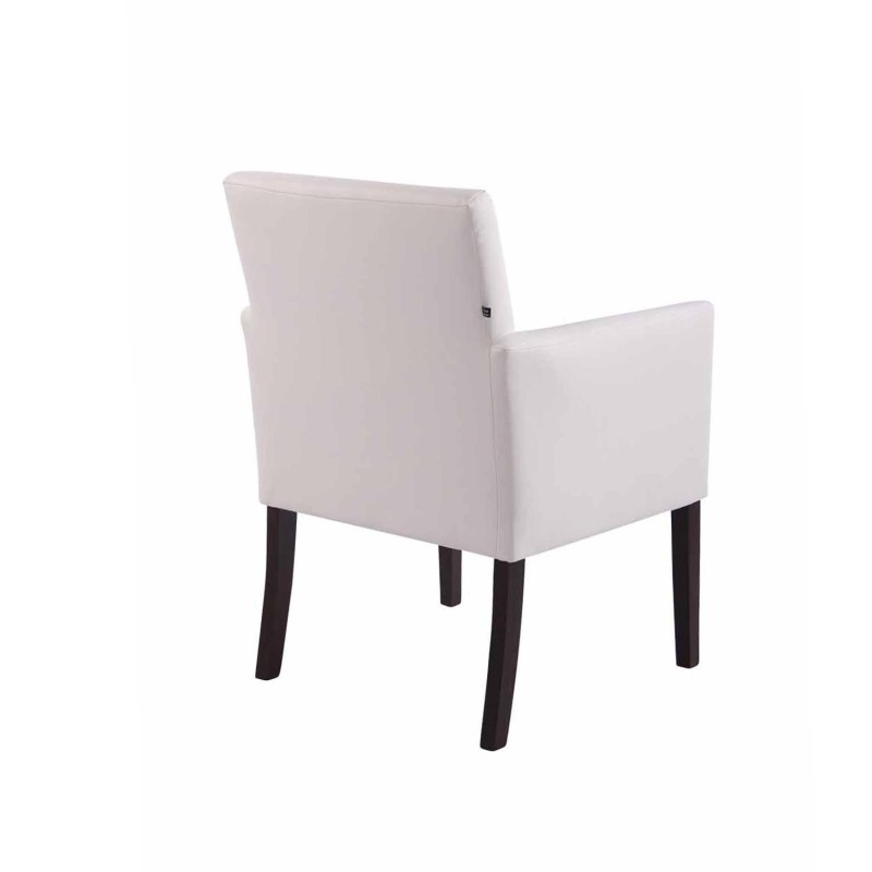 Silla de Confidente NOAH, Patas Oscuras, en Piel Blanca