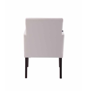 Silla de Confidente NOAH, Patas Oscuras, en Piel Blanca