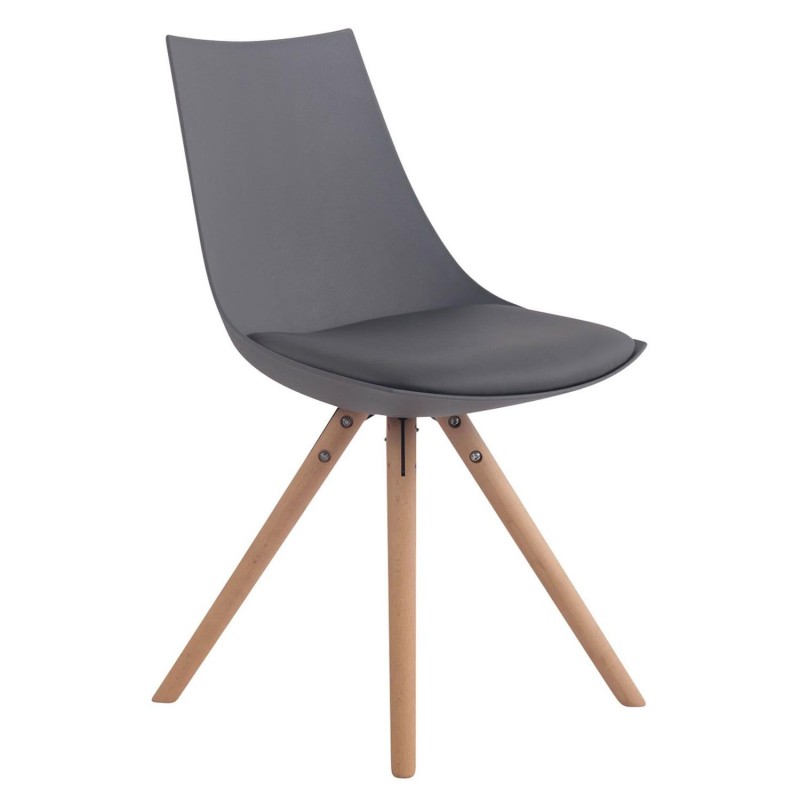 Silla de Confidente SAMOA, Patas Claras, en Piel Negra