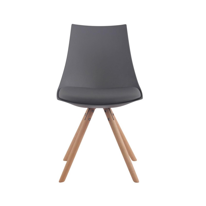 Silla de Confidente SAMOA, Patas Claras, en Piel Negra
