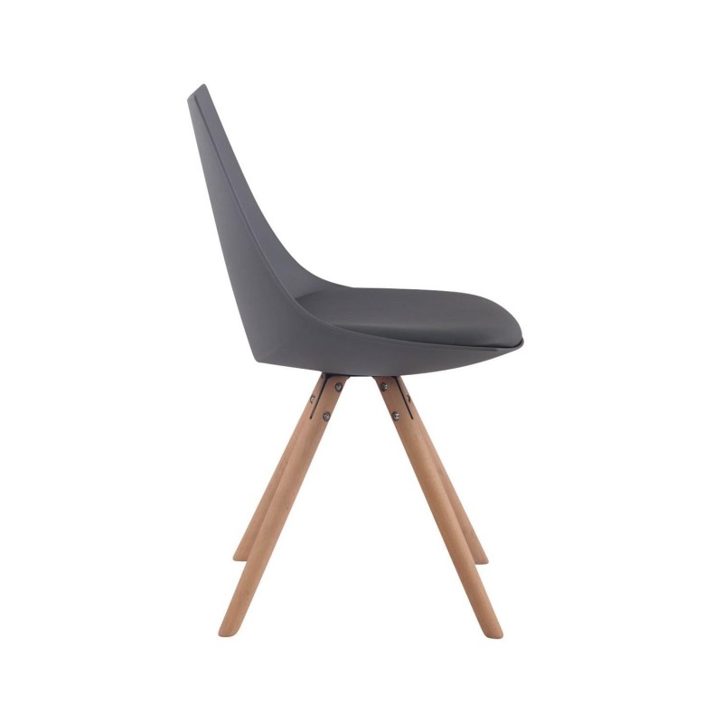 Silla de Confidente SAMOA, Patas Claras, en Piel Negra