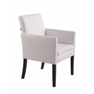 Silla de Confidente NOAH, Patas Oscuras, en Piel Blanca
