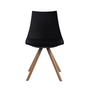Silla de Confidente SAMOA, Patas Claras, en Piel Negra 2