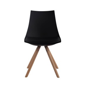Silla de Confidente SAMOA, Patas Claras, en Piel Negra