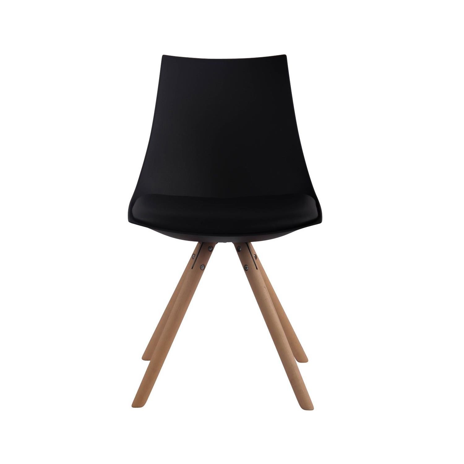 Silla de Confidente SAMOA, Diseño Nórdico, Patas Claras, en Piel Negra