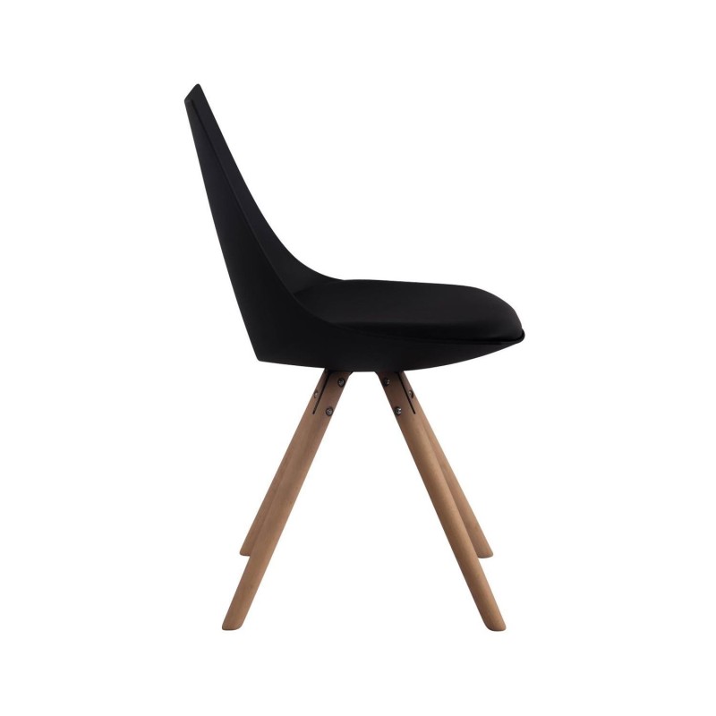 Silla de Confidente SAMOA, Patas Claras, en Piel Negra