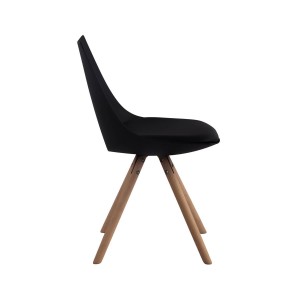 Silla de Confidente SAMOA, Patas Claras, en Piel Negra