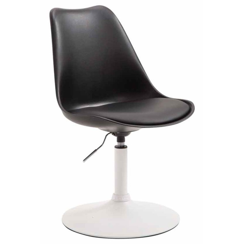 Silla de Confidente MOLLY, Base Blanca, Piel Negra