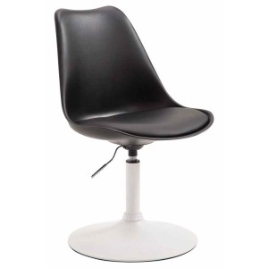 Silla de Confidente MOLLY, Base Blanca, Piel Negra
