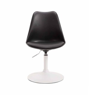 Silla de Confidente MOLLY, Base Blanca, Piel Negra 2