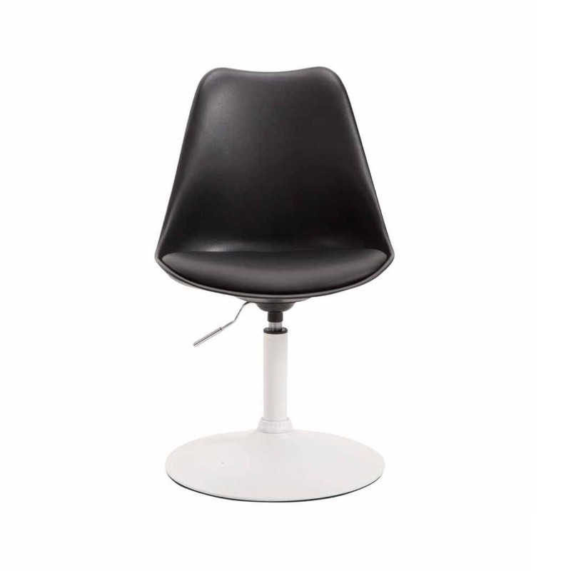 Silla de Confidente MOLLY, Base Blanca, Piel Negra