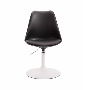 Silla de Confidente MOLLY, Base Blanca, Piel Negra
