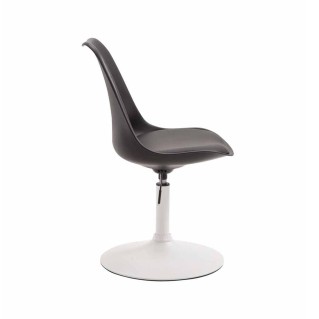 Silla de Confidente MOLLY, Base Blanca, Piel Negra 2