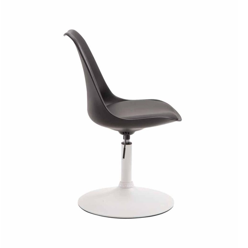 Silla de Confidente MOLLY, Base Blanca, Piel Negra