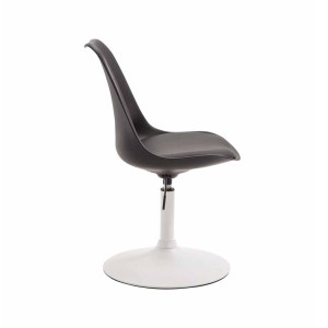 Silla de Confidente MOLLY, Base Blanca, Piel Negra