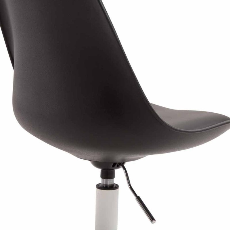 Silla de Confidente MOLLY, Base Blanca, Piel Negra