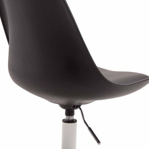 Silla de Confidente MOLLY, Base Blanca, Piel Negra