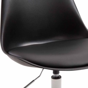 Silla de Confidente MOLLY, Base Blanca, Piel Negra