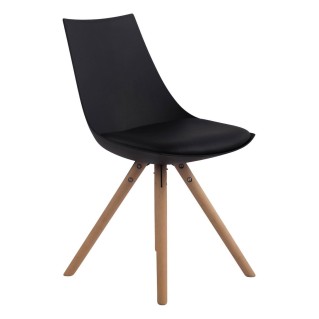 Silla de Confidente SAMOA, Patas Claras, en Piel Negra