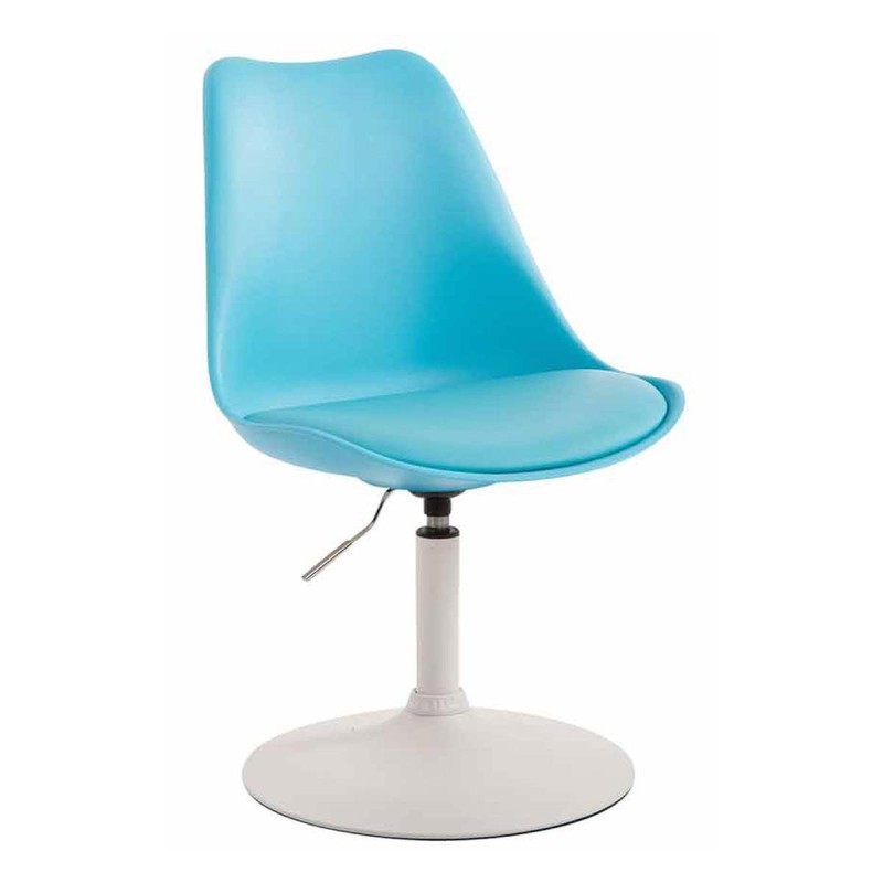 Silla de Confidente MOLLY, Base Blanca, Piel Negra