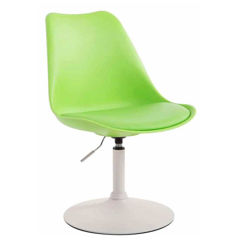 Silla de Confidente MOLLY, Base Blanca, Piel Negra