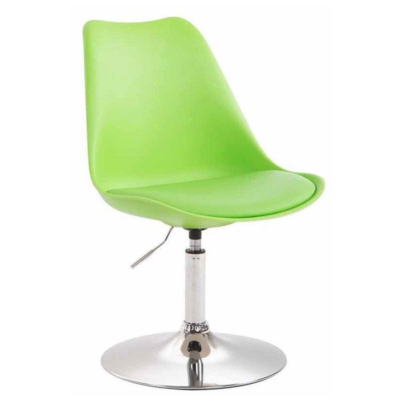 Silla de Confidente MOLLY, Base Cromada, Piel Negra