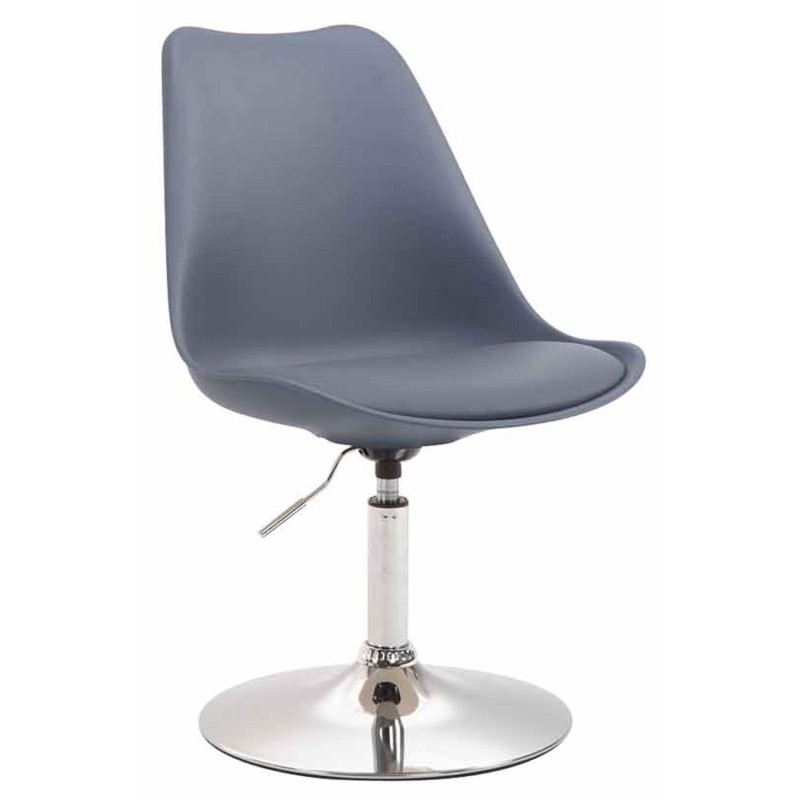 Silla de Confidente MOLLY, Base Cromada, Piel Negra