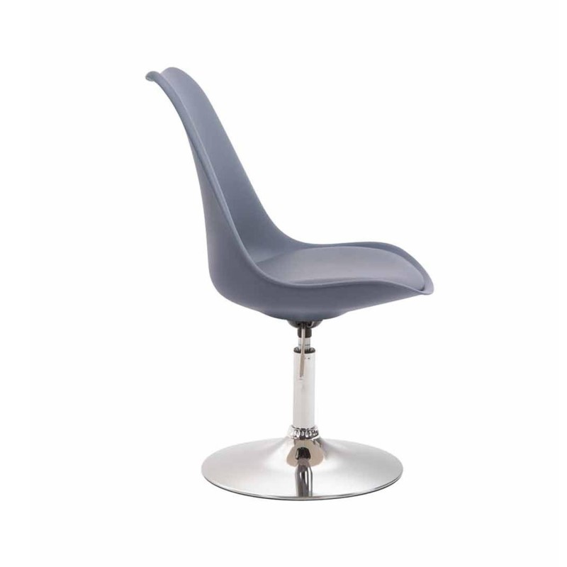 Silla de Confidente MOLLY, Base Cromada, Piel Negra