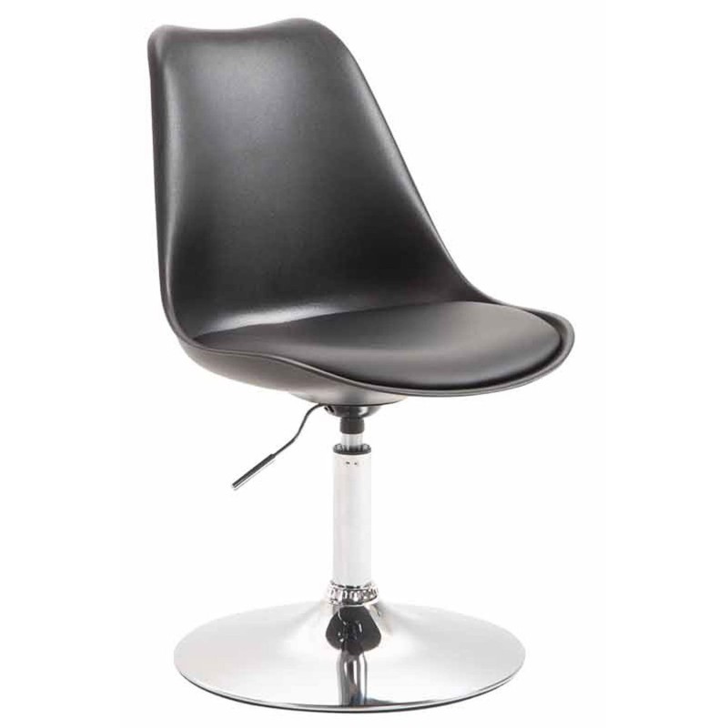 Silla de Confidente MOLLY, Base Cromada, Piel Negra