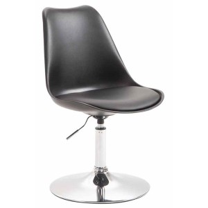 Silla de Confidente MOLLY, Base Cromada, Piel Negra