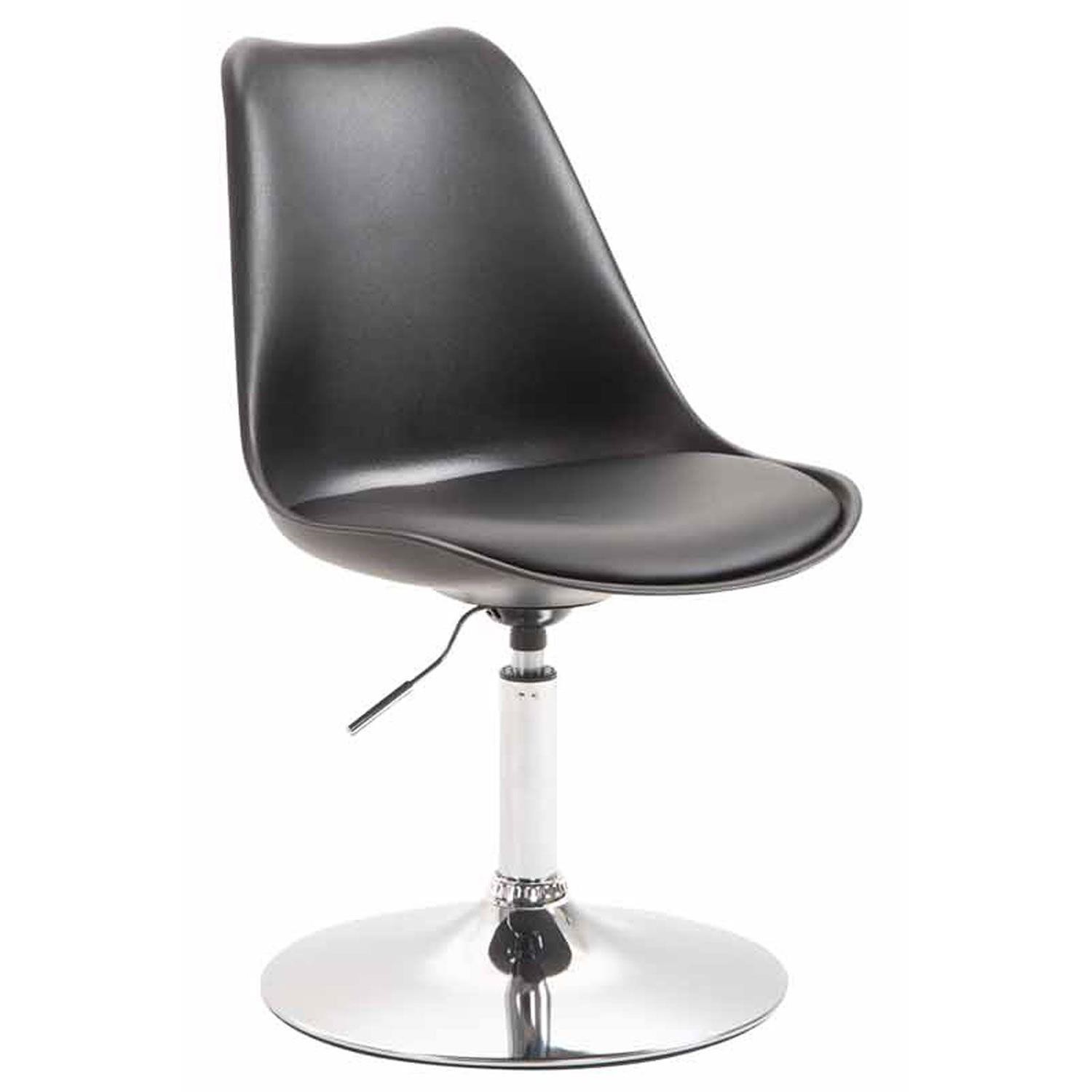 Silla de Confidente MOLLY, Base Cromada, Estructura en Plástico y Piel Negra
