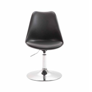 Silla de Confidente MOLLY, Base Cromada, Piel Negra 2