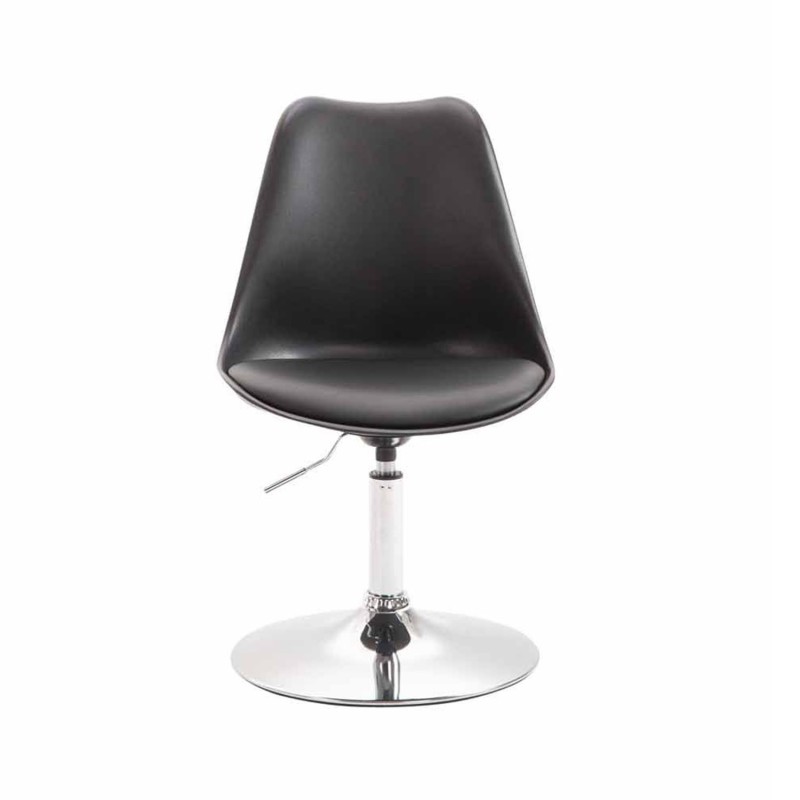 Silla de Confidente MOLLY, Base Cromada, Piel Negra